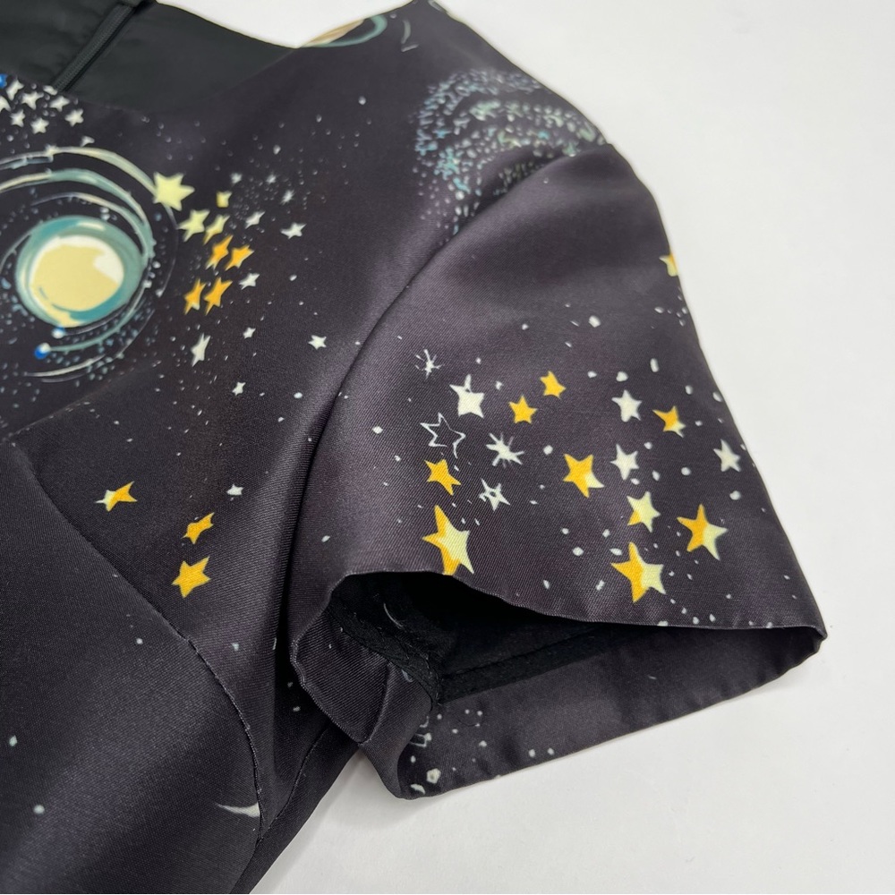 LIMITED EDITION Valentino Spa Cosmo Astrology Planet Star Space Navy ALine Dress - Picture 7 of 17